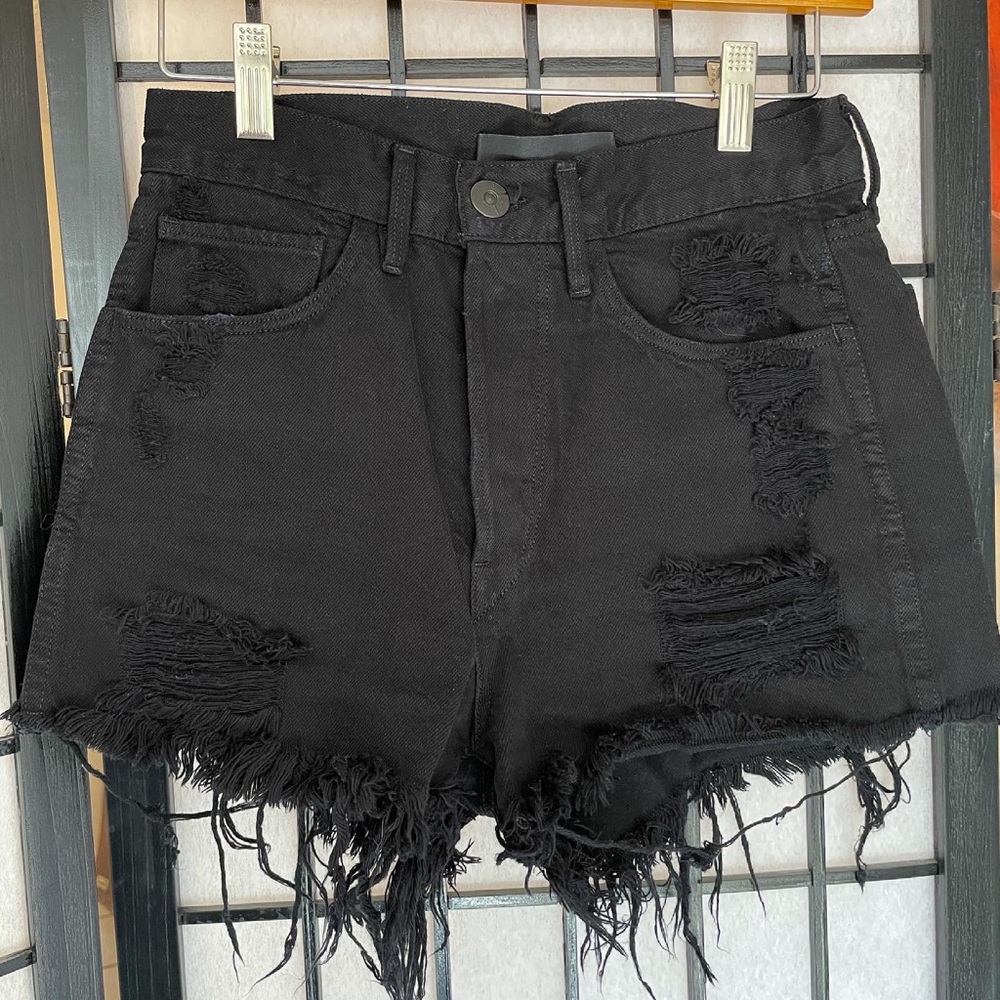 3x1 Black Distressed Jean Shorts